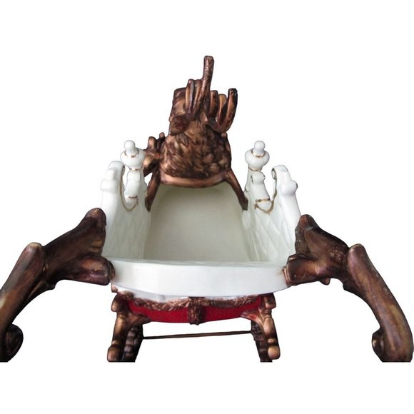 Intricate Reindeer Head Porcelain Ceramic Sleigh EUC Vintage Dillard's 1990's - Picture 7 of 16